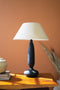 Black Mango Wood Table Lamp with Tapered Fabric Shade | Island Decor | Lighting