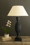 Black Turned Mango Wood Table Lamp with Fabric Shade | Island Decor | Lighting