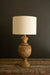 Carved Lines Wooden Table Lamp with Fabric Shade | Island Decor | Lighting