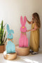 Set of 2 Pink and Blue Painted Wood Easter Rabbits | Seasonal | Easter