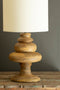 Stacked Wooden Table Lamp with Fabric Shade | Island Decor | Lighting