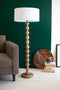 Carved Wooden Floor Lamp with Off-white Barrel Shade | Coastal Decor | Lighting