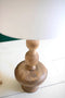 Carved Wooden Table Lamp with Off-white Barrel Shade | Coastal Decor | Lighting